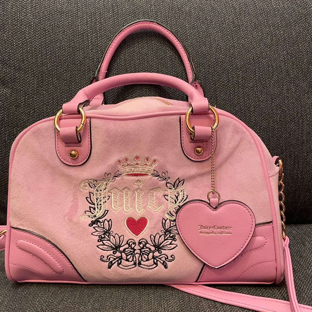 Juicy Couture Lavender Bowler Bag with Heart Charm